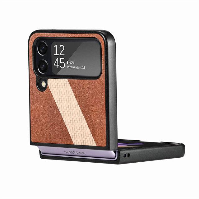 Anti -Falling Folding Leather Phone Bag Case For Samsung Galaxy Z Flip4 5g Flip 4 Zflip4 Anti -Knock Slim Hybrid Color Cover