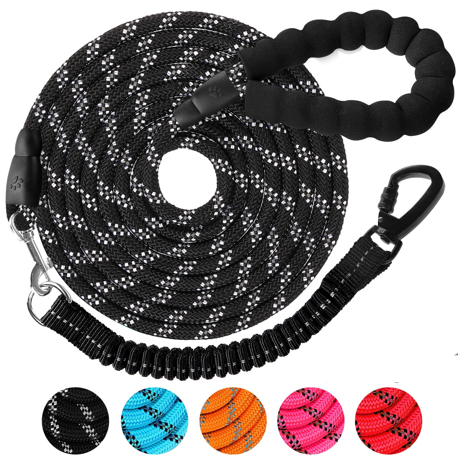 

DANOFY Поводок для собаки Длинный поводок Поводок для собаки 30 м Длинная круглая веревка для средних и крупных собак Светоотражающий Легкий Прочный Легко держать Губчатая ручка с чёрный