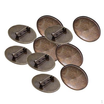 Spilla 4x3cm Base a Disco con Bottone 10pz Rame , Bronzo