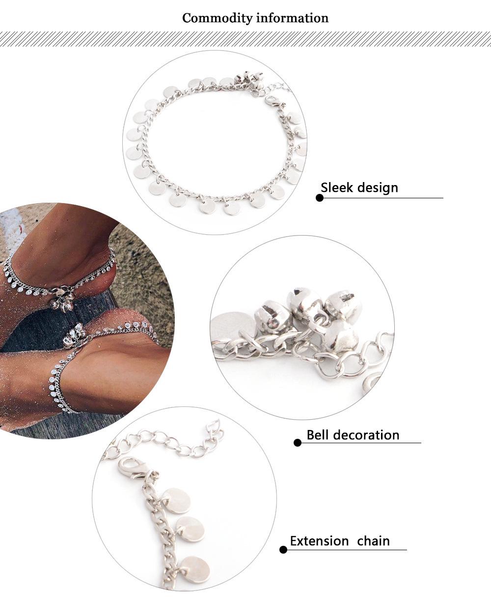 

Богемский Панк Ретро Металлический Браслет на Ногу с Кисточкой и Колокольчиком