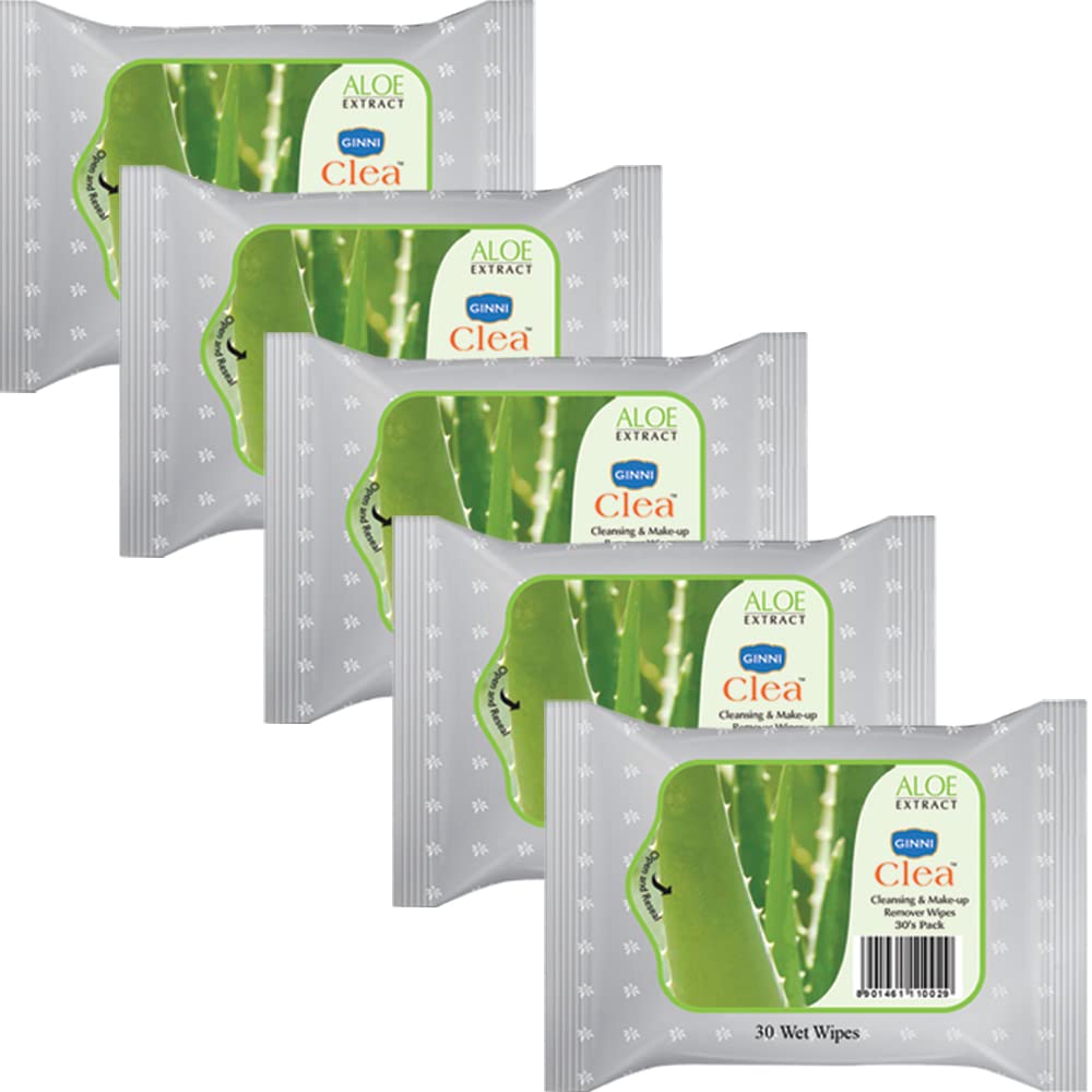 GINNI CLEA Cleansing & Makeup Remover Wipes, Wet Tissues for Face Moisturizing With Aloe Vera Goodness (150 Wipes)