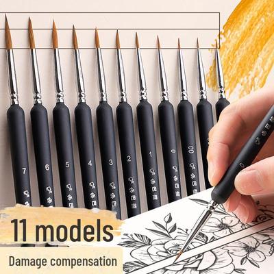 Wolf Hair Fine Brush Set for Acrylic, Oil, Watercolor, Gouache & Chinese Painting