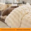 Winter Plush Bunny Fur Bedding Set: Double-Sided Milk Velvet and Coral Fleece Duvet Cover with Skirt