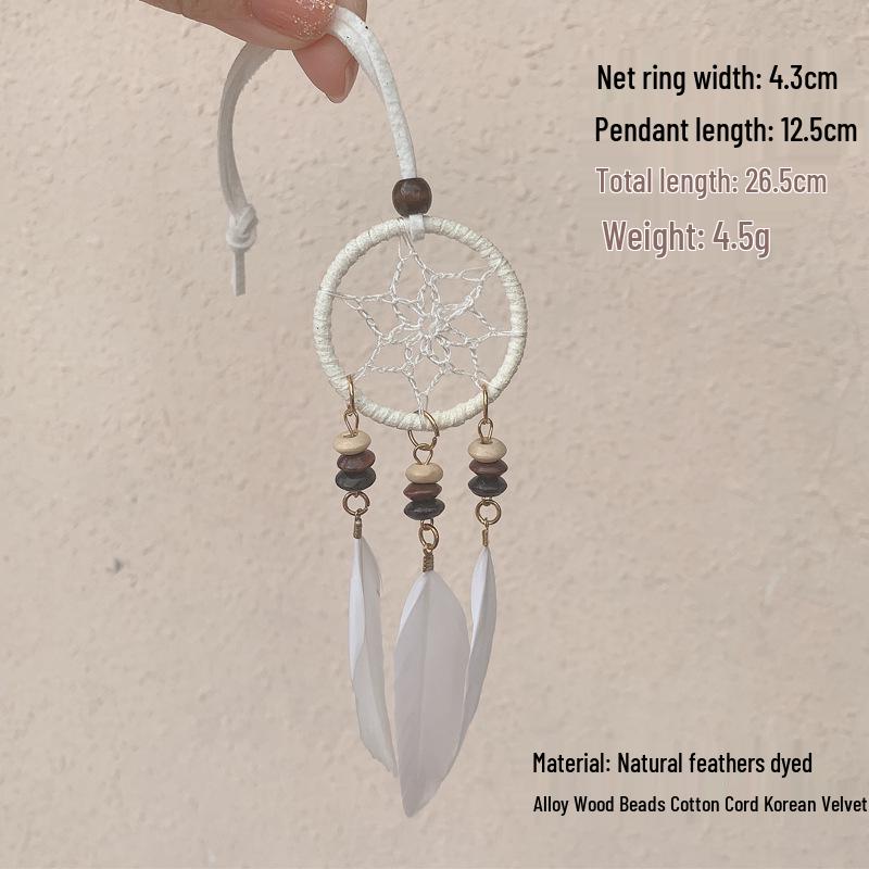 Bohemian Southeast Asian Dreamcatcher Feather Car Pendant Chimes - Handmade Holiday Hanging Ornaments with Three Pendants