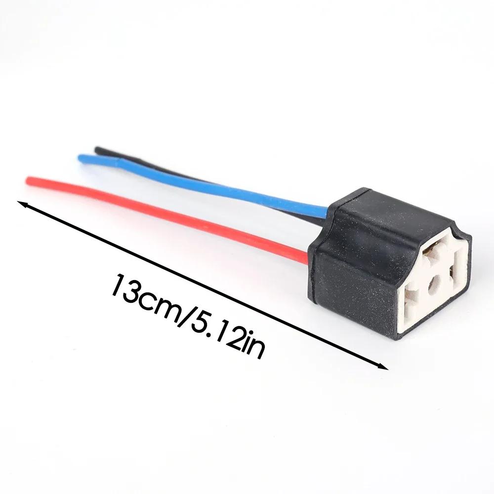2/4/6/10pcs Car Bulb Lampholder 3-hole Ceramic Wire Wiring Car Headlight Bulb Light Beam Socket Plug Auto Light Accessories H4