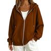 Women's Hooded Sweatshirts Autumn New Lazy Style Casual Loose Zipper Women's Sweatshirts Jackets Fashion Solid Color Streetwear Female Hooded Coats