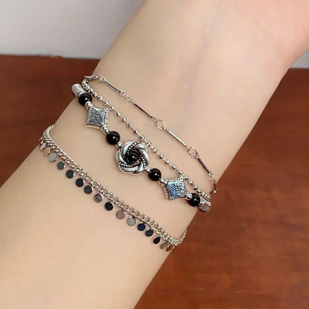 Tassel Retro Multilayer Bracelet Delicate Beads Bangles Vintage Ethnic Style Bracelet  Lady
