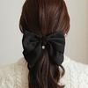 Cameo Satin Wide Ribbon Barrette [Black]