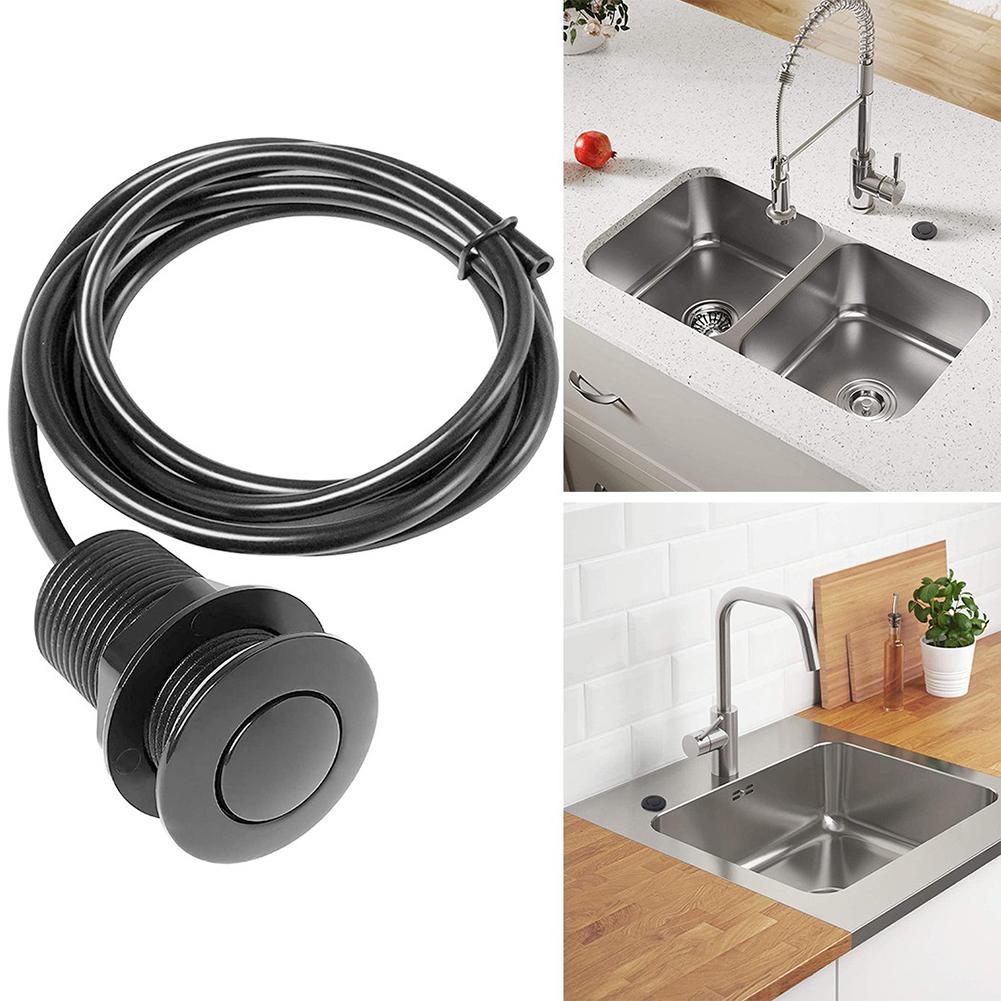 1set Switch Push Button Cover With 1.5m Hose Garbage Disposal Air Switch Food Waste Disposal Device Push Button Replacement Kit