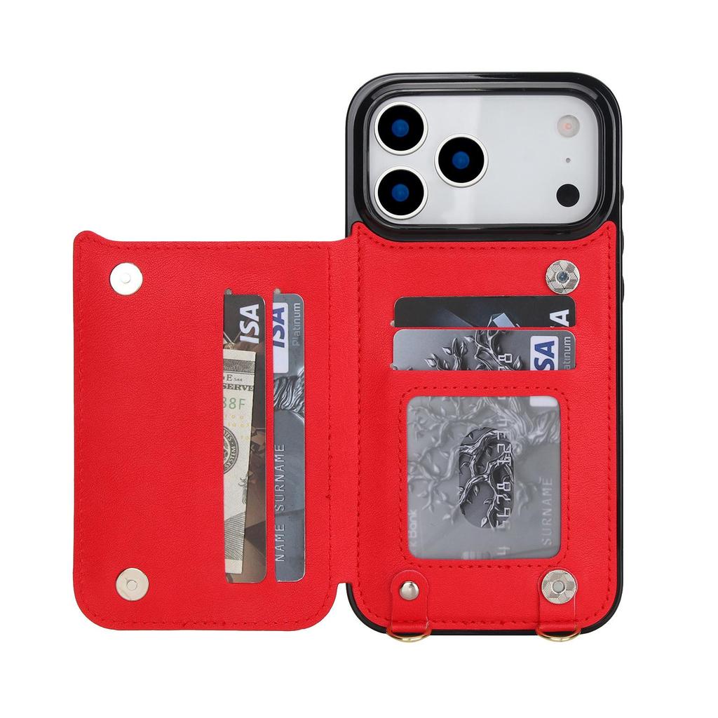 Leather Crossbody Buckle Holder with Card Slot for iPhone 17 Pro Max