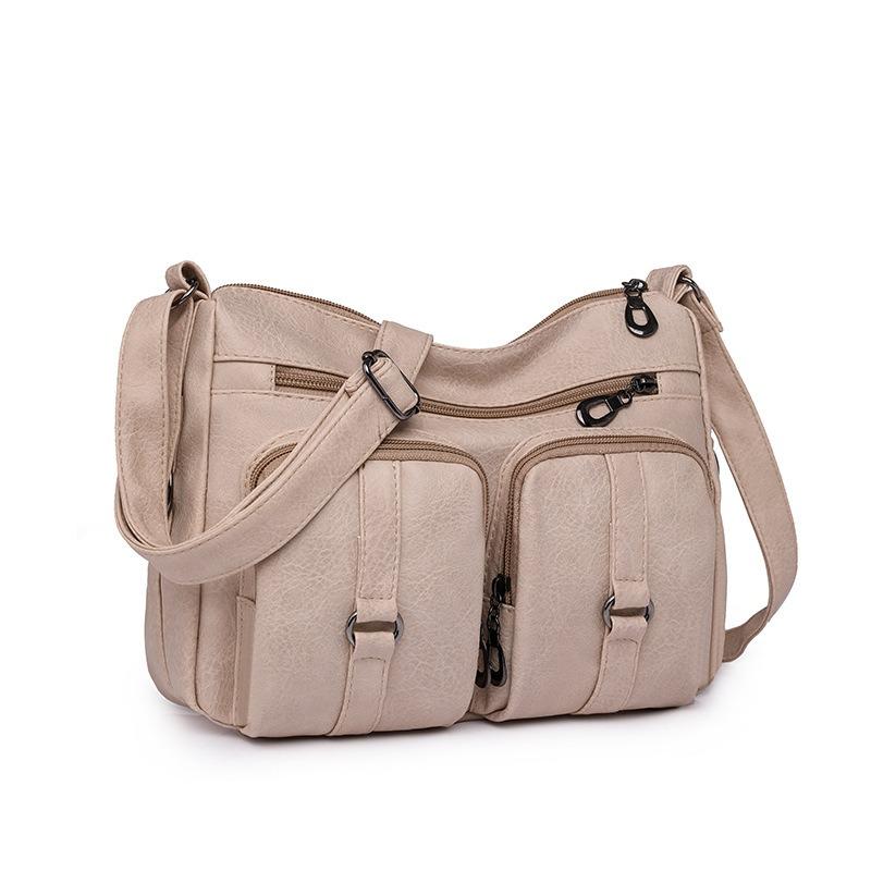 New Washed Leather Women's Bag Messenger Bag Fashionable Women's Shoulder Fashion Retro Style Mother Bag