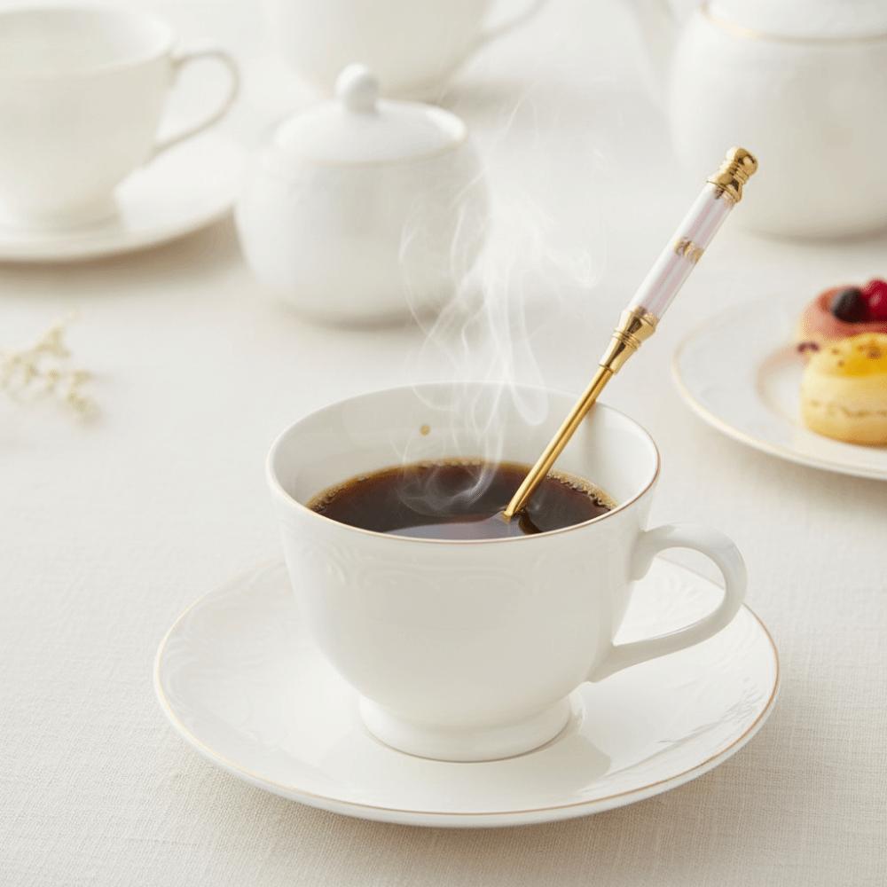 Ceramic Handle English Afternoon Tea Spoon Fork Gold-plated Fruit Forks Cake Spoon Fork  Pastry