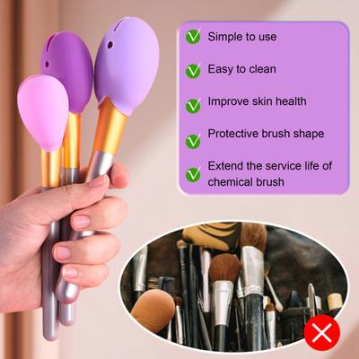 3Pcs Makeup Brush Protectors Easy To Clean Space Saving Preventing Fried Hair Durable Pure Color Beauty for Woman