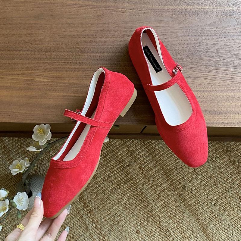 

Мода Весна Лето Мода Ремешок с Пряжкой Женские Туфли Мэри Джейн Балетки Женская Обувь с Мелким Вырезом Круглый Носок Женские Балетки 35 красный