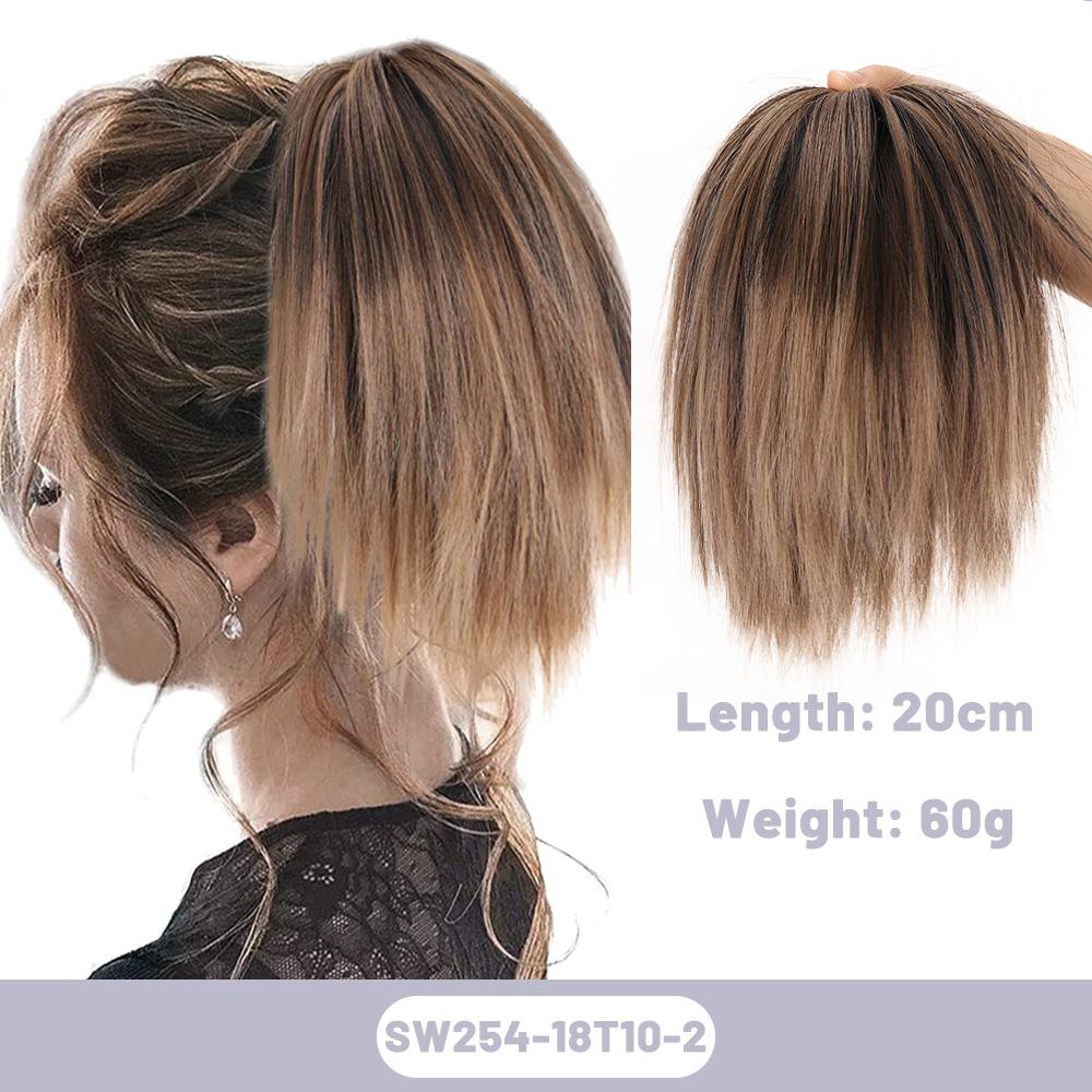 

Синтетическая грязная булочка, прямые резинки для волос, булочка, шиньон, эластичная грязная резинка для волос для наращивания хвоста для женщин