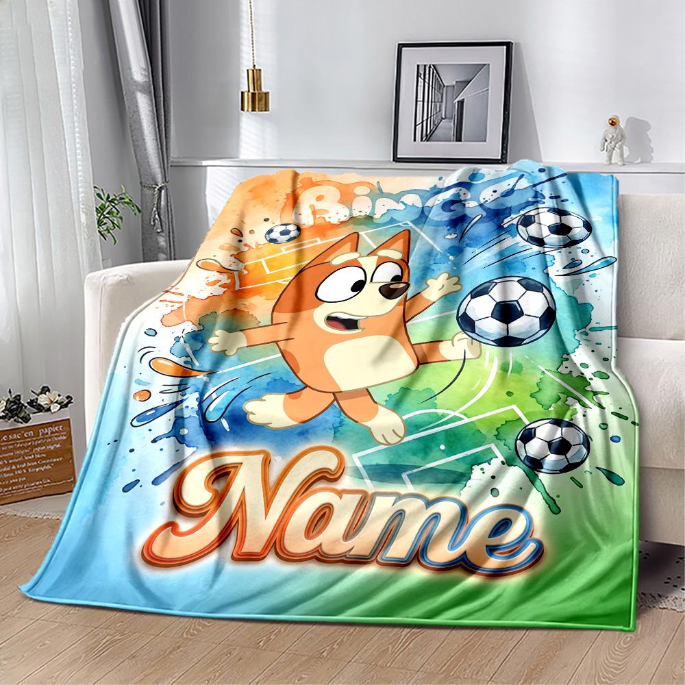 Bluey Scores Again! Customize Text Blanket Multi-purpose Personalized Blanket Ultra-Soft Great for Office Picnics Seaside Sofa Four Seasons Universal
