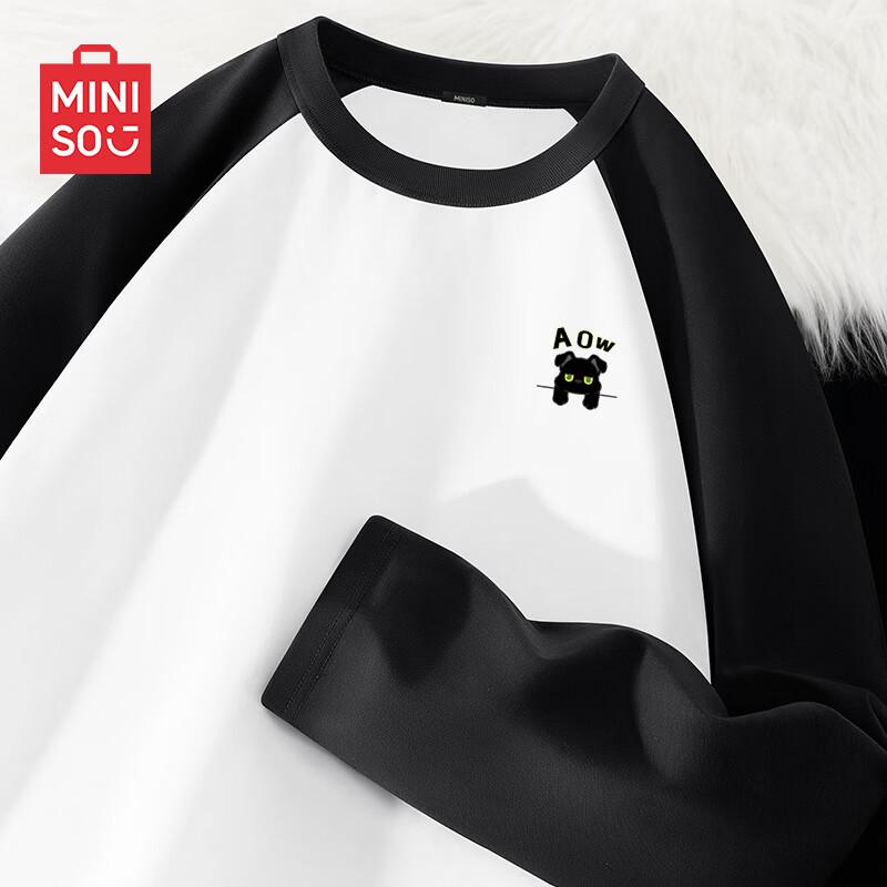MINISO Men's Casual Colorblock Raglan Long Sleeve T-Shirt