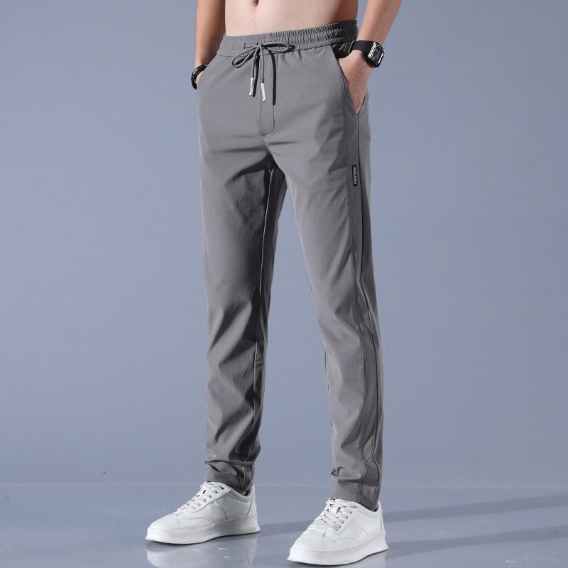 Men's Summer Ice Silk Quick-Dry Loose Straight-Leg Trousers