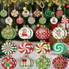 Christmas Tree Ornaments Set of 6 Adorable Elf Candy Peppermint Wooden Hanging Charms for Festive Home Decor