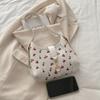 New small and fresh cherry pattern ctrasting crescent bag, fashiable and versatile underarm bag, daily casual shoulder bag