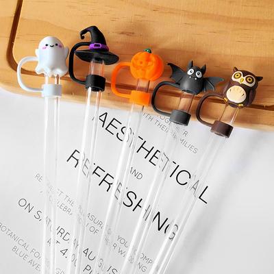 Halloweenový slamkový kryt na pohár Silikónový vršok na slamku pre 10 mm slamku Prachotesné opakovane použiteľné hroty na slamku pre hrnček