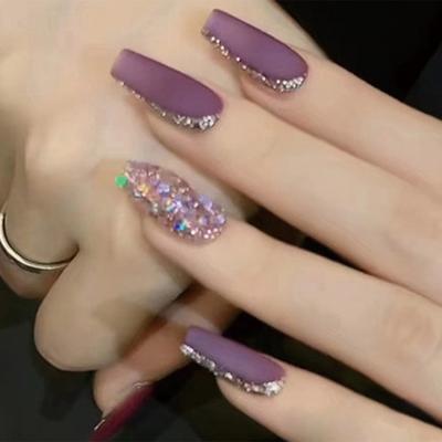 24 Stück Peeling-Textur, Trauben-Lila-Temperament, Muse, mittellanges und langes Nagelkunststück, fortgeschrittenes Flash-Ballett, Nagelverschleiß