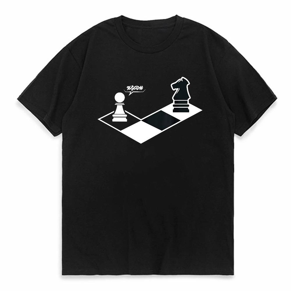 Vintage Chess Gift Chess Player T-Shirt Summer Short Sleeve Crewneck Street Casual Tee Unisex