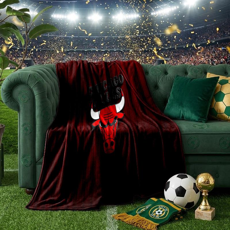 Coperta Logo Chicago Bulls Coperta in Flanella Peluche per Divano Letto Regali per Uomini Donne Coperta da Viaggio Picnic Regali di Natale per Fan