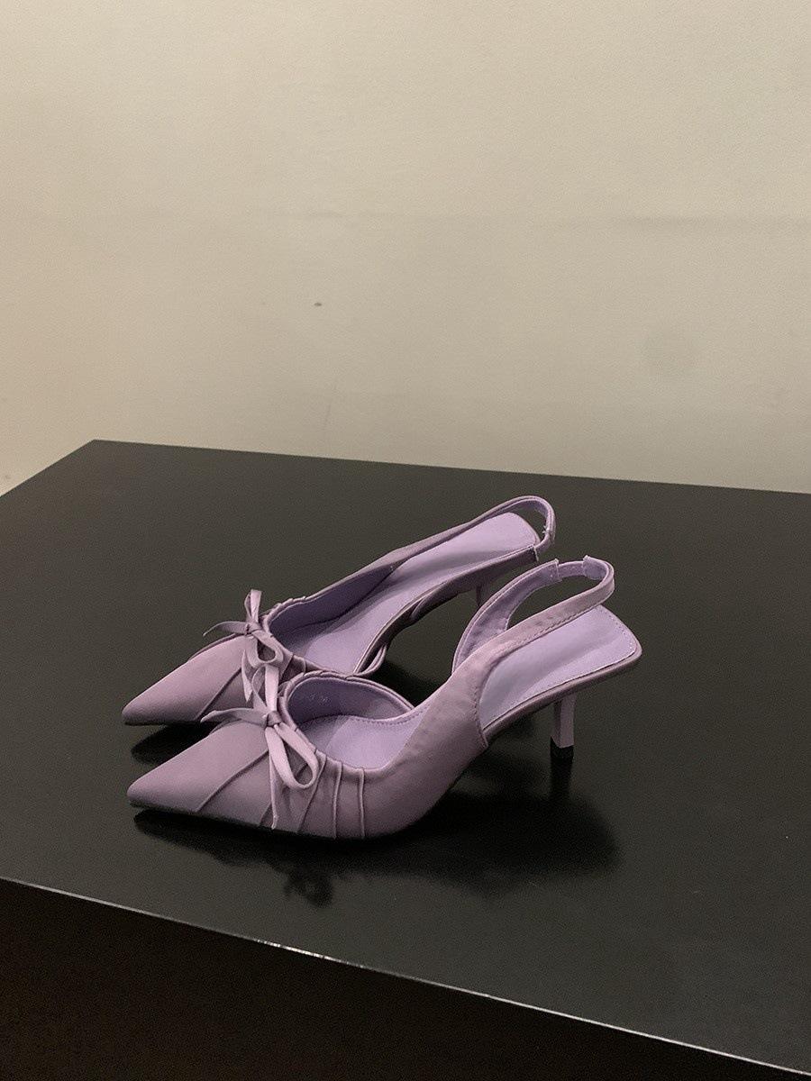 

Fashion Small niche high heels, leopard print toe sandals fairy shoes 2025 new spring and summer pointed bow single shoes 40