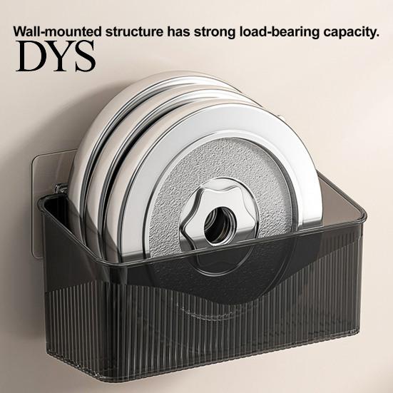 Space Saving Wall Container Wall-mounted Storage Rack, Transparent Plastic Organizer Bin, Multi Purpose Self Adhesive No Drill for Toiletries