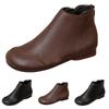 Women's Flat Soled Side Zip Ankle Boots Leather Stylish Retro Round Toe Soft Leather Ankle Boots. Womens Boots Leather Lace up