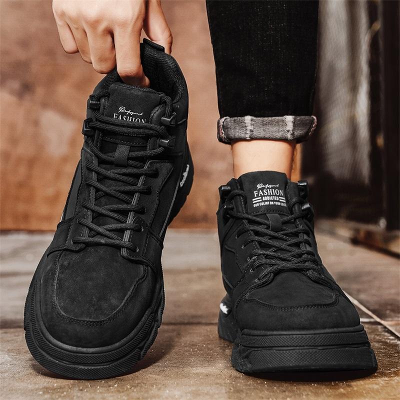 Fashion 2025 Luxury Men Shoes Male Waterproof Boots High Top Sneakers Combat Ankle Boots for Men Outdoor Light Casual Leather Shoes