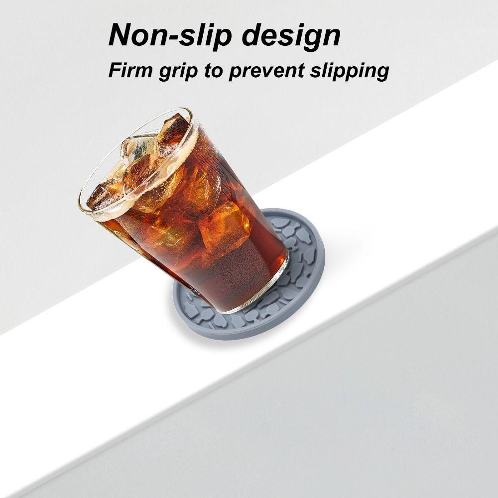 6pcs/Set Tabletop Protection Cup Pad Silicone Tea Mat Thick Silicone Drink Coaster Set Table Mat