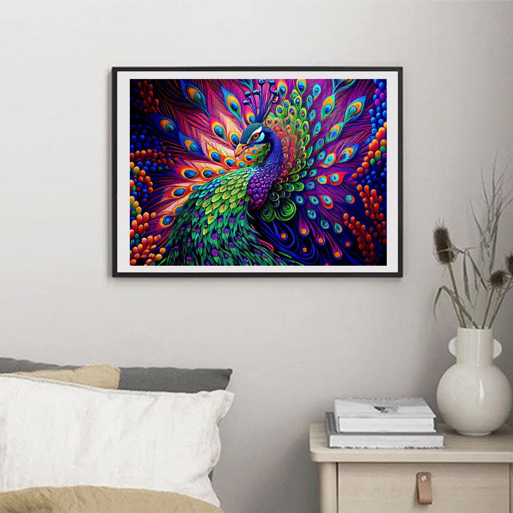 

5D DIY Алмазная картина Павлин Набор для вышивки крестом Мозаика Алмазная вышивка Роза Полный круглый/квадратный дрель Украшение дома Round 30x40cm