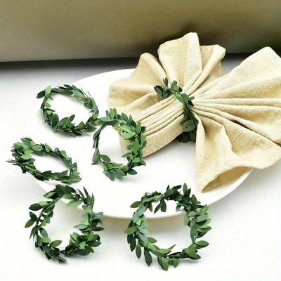 Simulated Rattan Napkin Ring, Napkin Rings for Nautical Theme Table Decor, Perfect for Parties, Weddings, Birthdays & Dining Ambiance