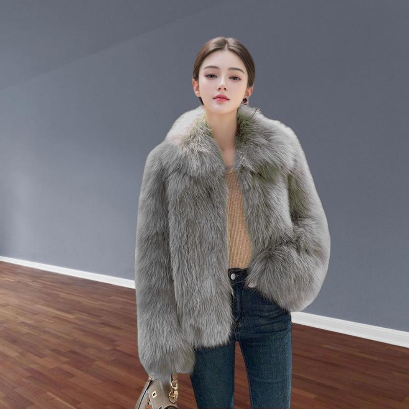 Winter Imitation Fox Hair Short Fur Coat Women's Thickened New Fur Coat Lapel Light