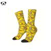 Mens Cotton Printed Socks With Yellow Duck Cartoon Design Mid-Calf Breathable Comfortable Daily Wear