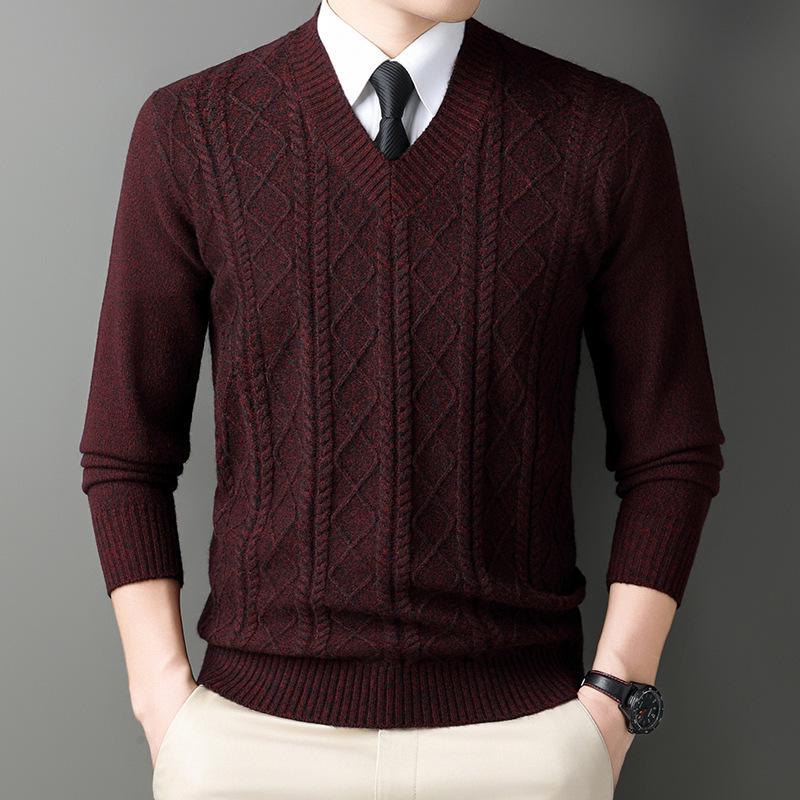 Men's Winter Thick V-Neck Knitwear: Warm, Comfortable, Stylish