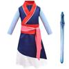 Girls Hua Mulan Costume Halloween Christmas Girls Mulan Dress Children Traditional Chinese Clothes With Toy Balloon Sword