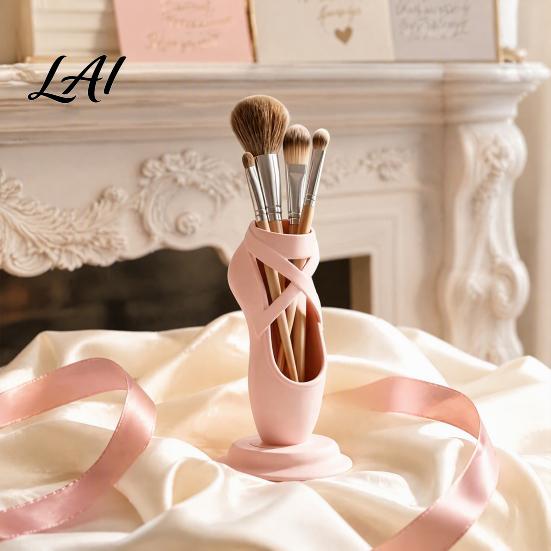 Desk Organizer for Women 3D Printed Ballet Shoe Pen Holder Decorative Desktop Stationery Cute Aesthetic Decor Art Supplies Creative Makeup