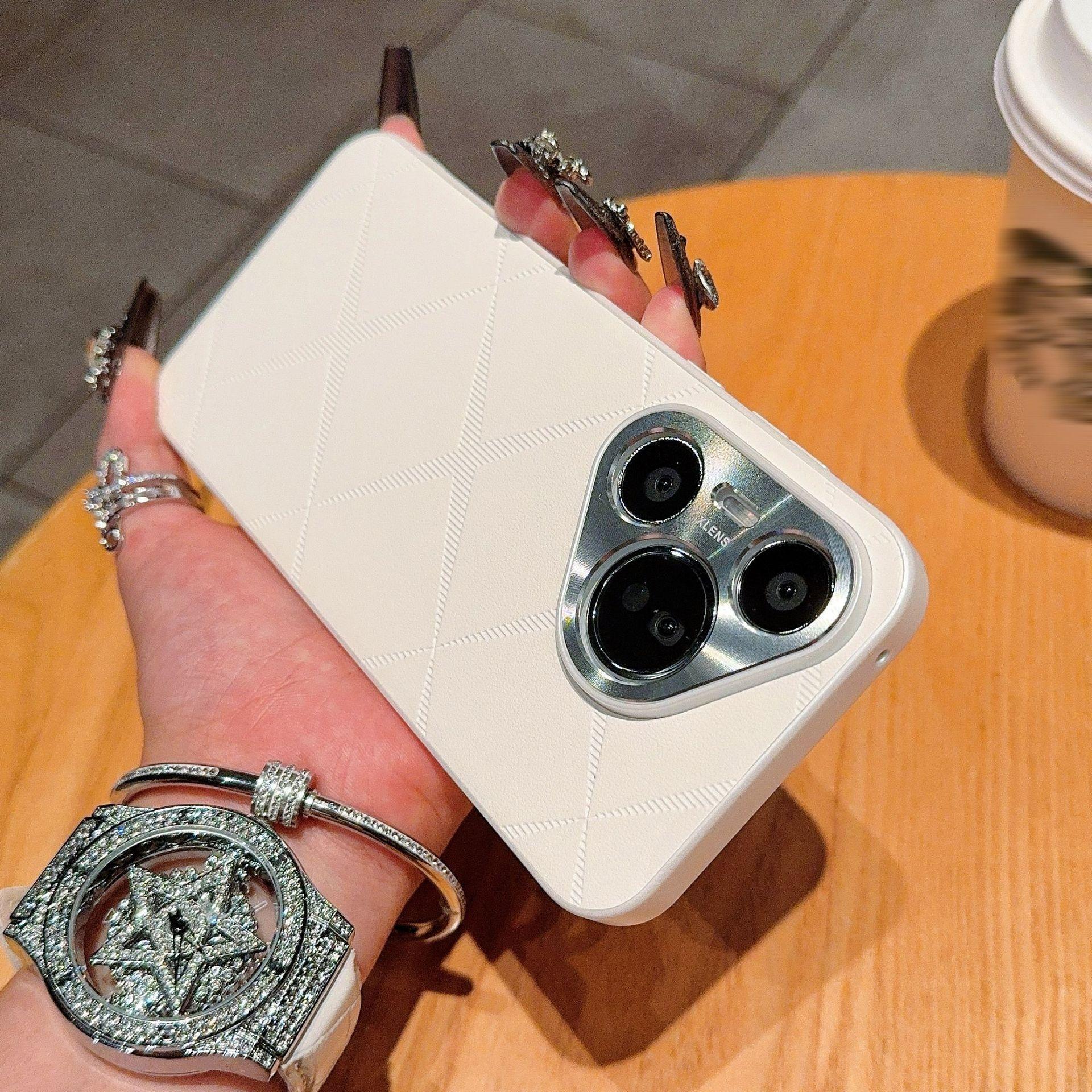 

Huawei Pura70pro+ Чехол для телефона Starlight Полностью кожаный P70Ultra Металлический зеркальный чехол с защитой от падений Huawei Pura70Ultra белый