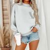 Women's Casual Fashion Round Neck Long Sleeve Sweatshirt With Pockets
