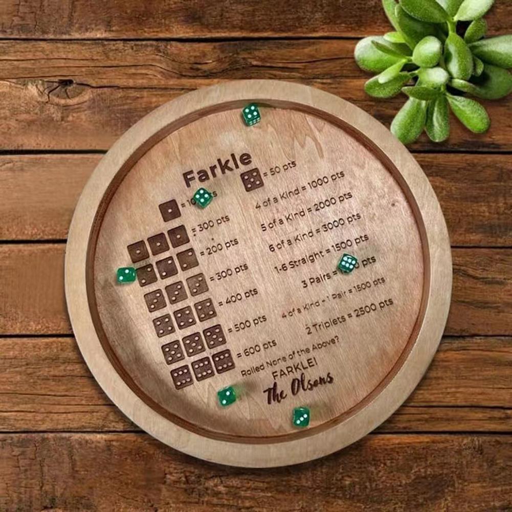 Wooden Dices Tray For Farkle Portable Funny Tabletop Game For Adults Teens