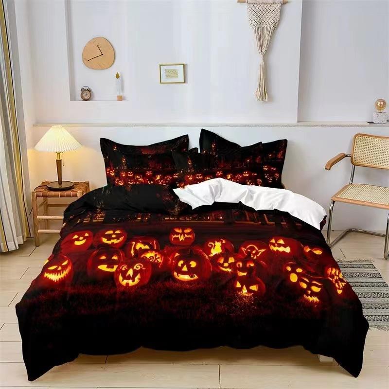 

Horro Evil Pumpkin 3D Printed Bedding Set Cozy Soft Duvet Cover King Queen Twin Size Halloween Gift Kid Adult Bedroom Decoration EU Single 135x200cm