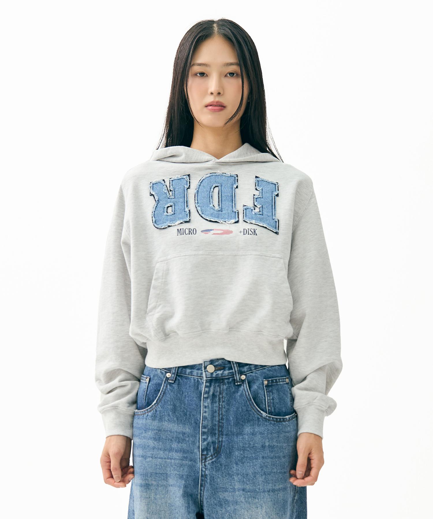 Fdr Washing Applique Usa Micro Disk Hoodie M.Gray M
