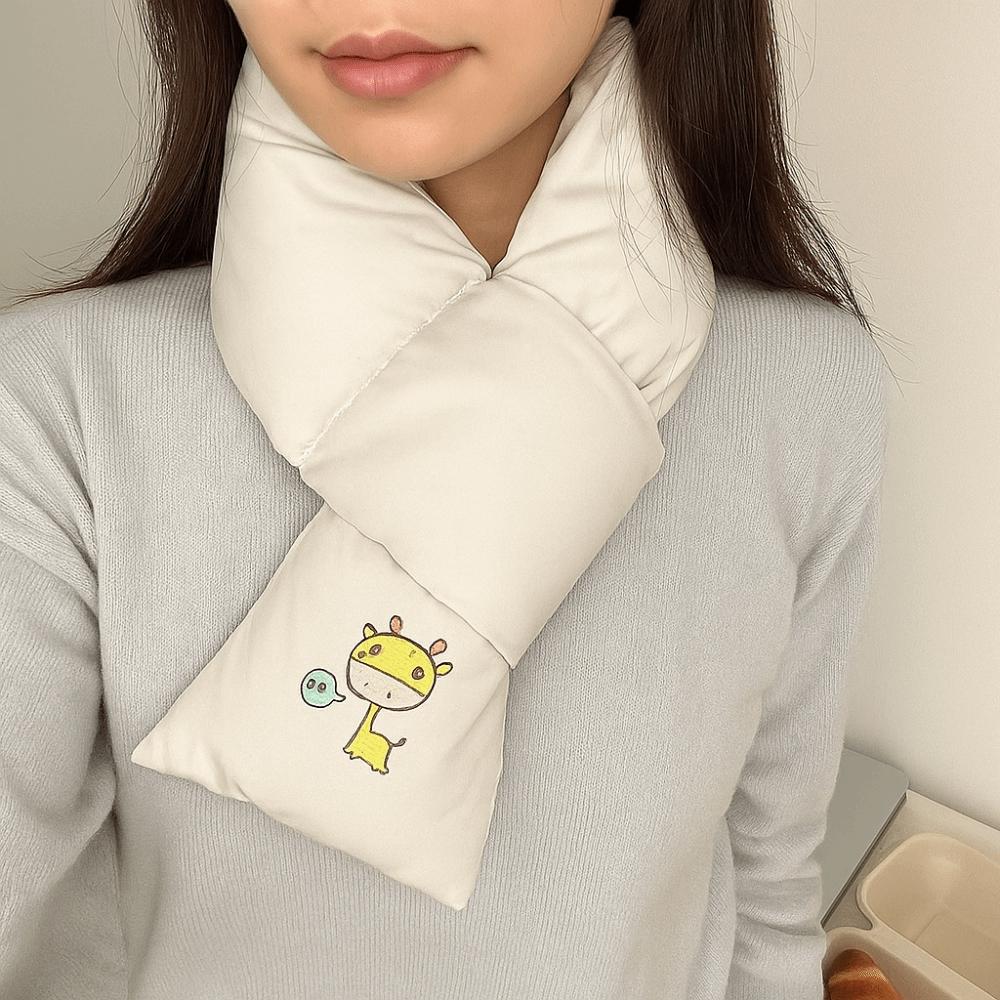 Windproof Down Cotton Scarf Solid Color Thermal Warm Scarf Fashion Winter Cross Scarf  Outdoor