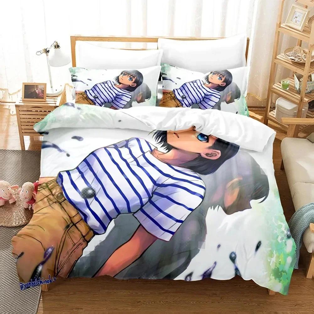 3D Anime Summer Time Rendering Ushio Bedding Set Duvet Cover Sheet Printed Pillowcase Bed Full Queen King Size Comforter Bedroom