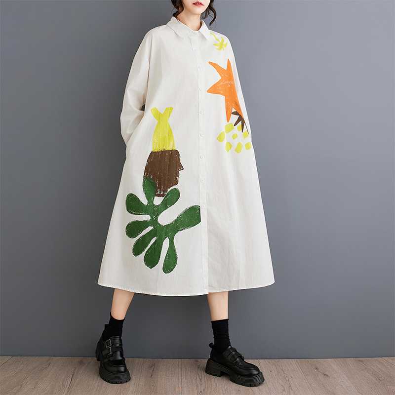 

Свободные большого размера сшивные повседневные простые офисные милые платья-рубашки с длинным рукавом One Size чёрный