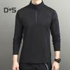 Men's Sports Shirts Stand Collar Half Zip Sweatshirt Solid Color Slim Fit Long Sleeve Pullover Shirt for Autumn Winter Casual Wear