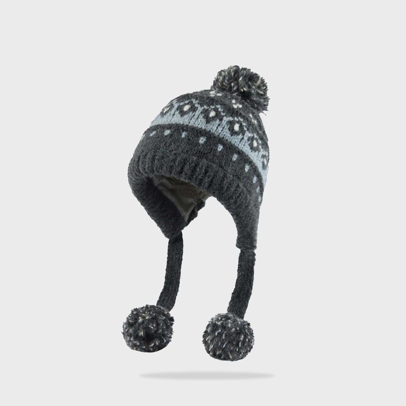

Autumn and winter snowy days outdoor warmth and cold protection ear protection big hairball knitted hat women сірий колір